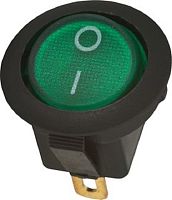 Выключатель клавишный круглый Rexant 250V 6А (3с) ON-OFF зеленый с подсветкой картинка